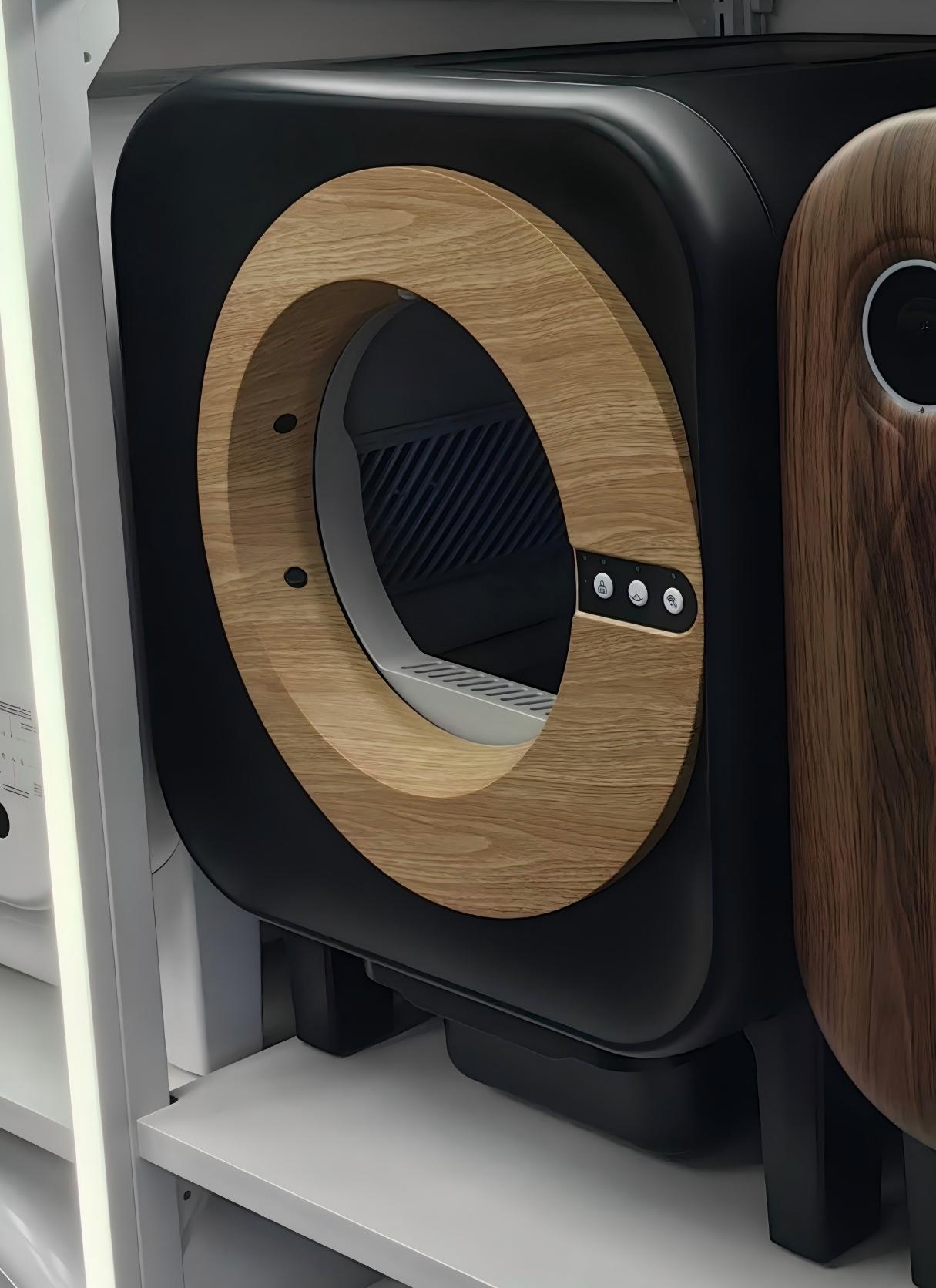 Smart Self-Cleaning Cat Litter Box | Round Wood-Ring Design with Camera & Odor Removal