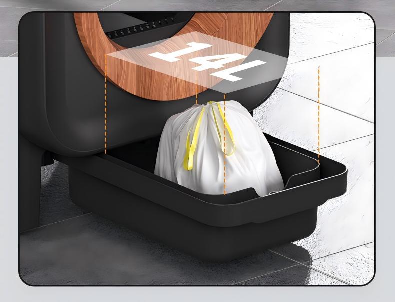 Smart Self-Cleaning Cat Litter Box | Round Wood-Ring Design with Camera & Odor Removal