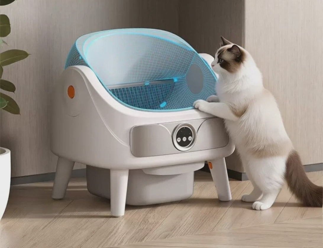 Selbstreinigende Katzentoilette | Offenes Design mit Radarsensor