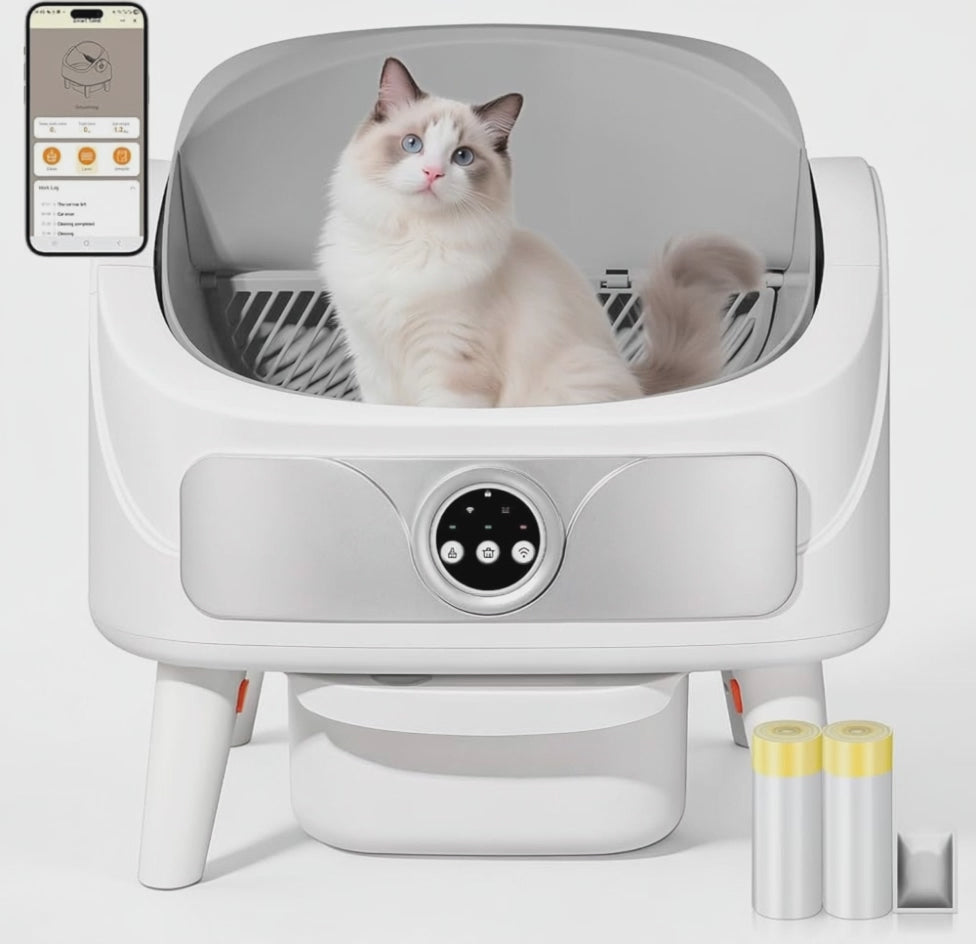 Selbstreinigende Katzentoilette | Offenes Design mit Radarsensor